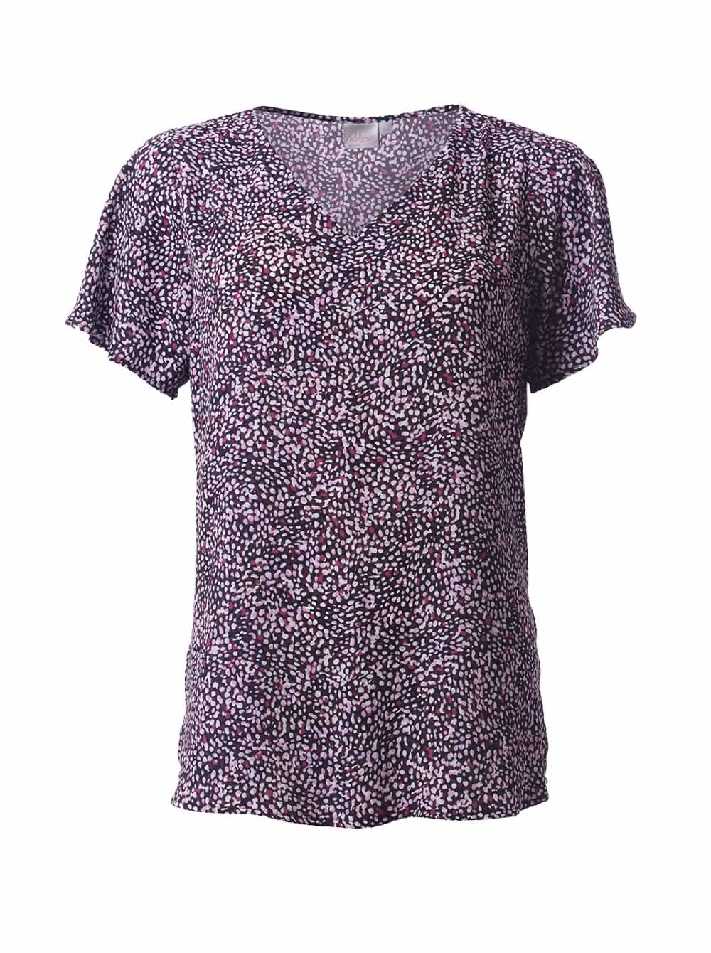 Paris K264 S/S Blouse - Plum Multi Speckles