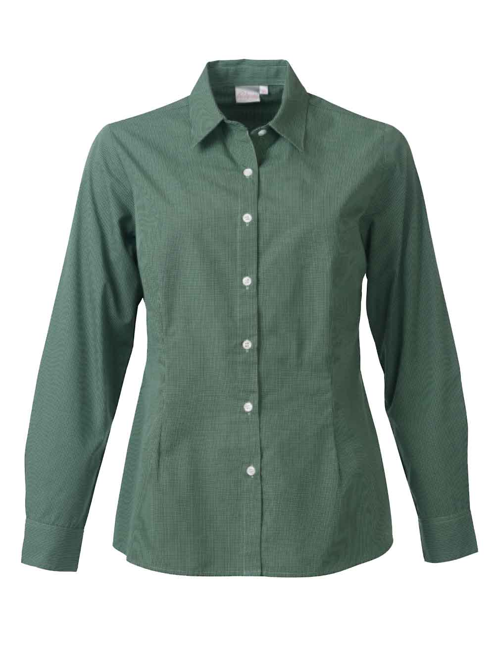 Ladies Sloane Minimal Check K262 L/S Blouse - Sage