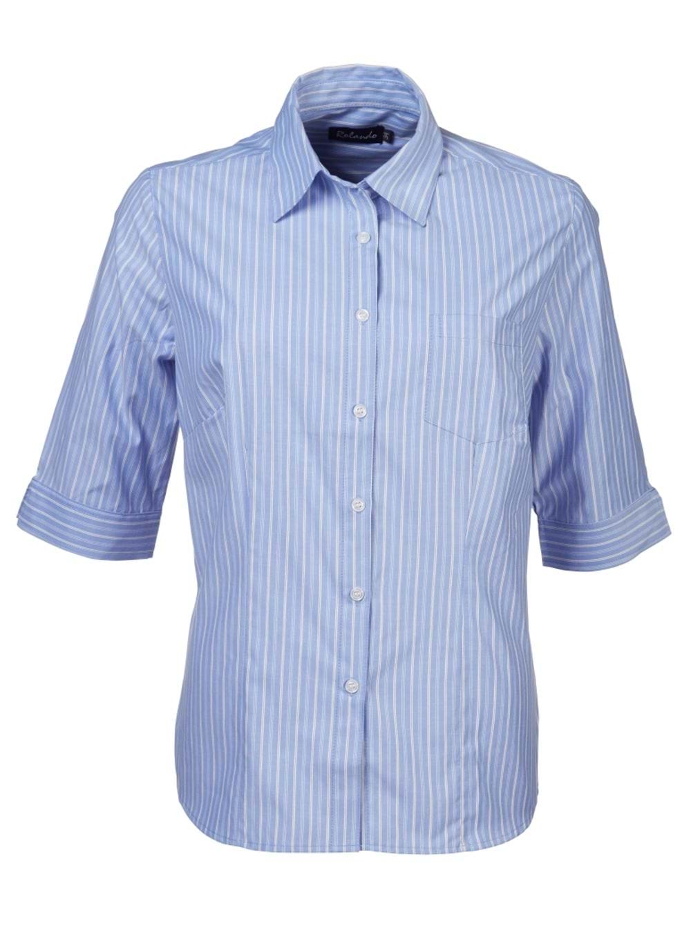 Wendy K201 3/4 Blouse - Blue/White