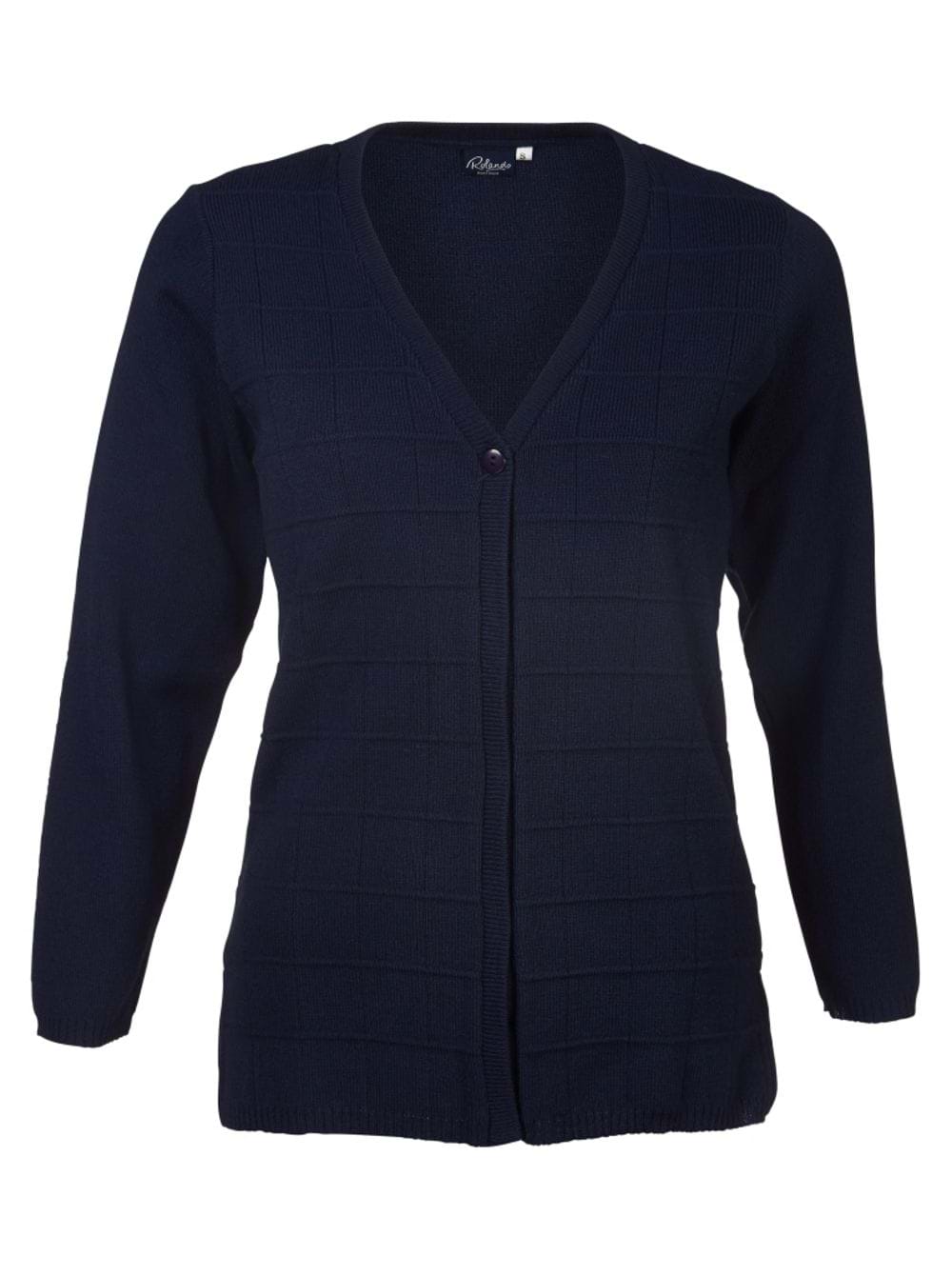 Ladies Deluxe L/S cardigan - Navy