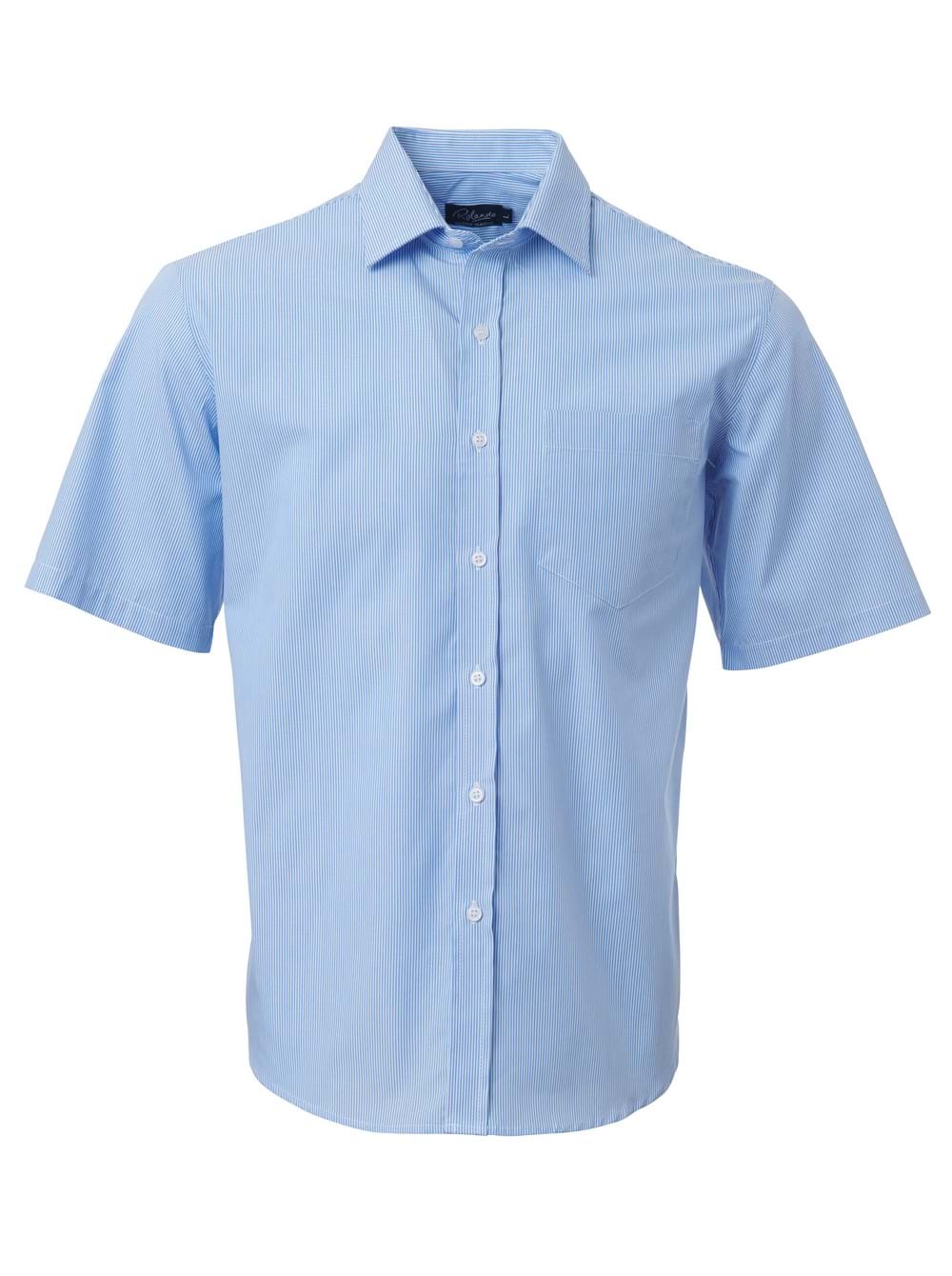 Mens K218 S/S Shirt - Blue/White