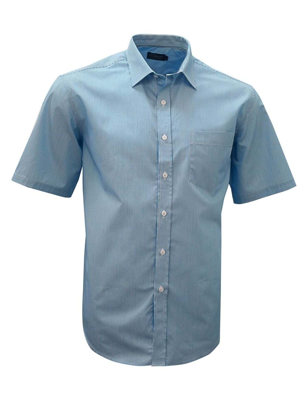 Mens K218 S/S Shirt - Cyan/White