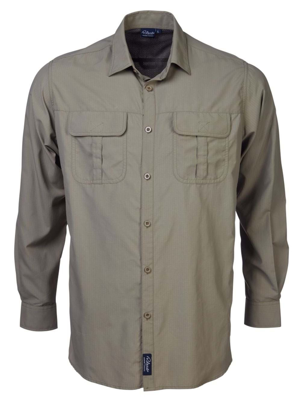 Mens K224 L/S Safari Shirt - Khaki